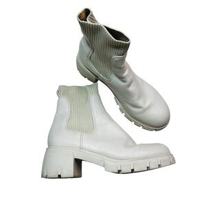 Steve Madden Chunky Boots Womens Hayle Stretch Faux‎ Leather Chelsea Boots